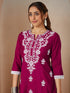 Janasya Women's Pink Silk Blend Embroidered Straight Kurta Set With Dupatta